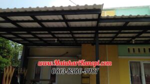 Hasil Pemasangan Kanopi Baja Ringan Atap Alderon Sunapel Super Elegan Plus Cat Hitam di Griya Cilodong Asri Depok