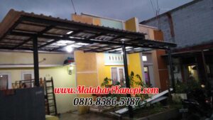 Hasil Pemasangan Kanopi Baja Ringan Atap Alderon Sunapel Super Elegan Plus Cat Hitam di Griya Cilodong Asri Depok
