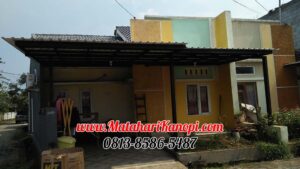 Hasil Pemasangan Kanopi Baja Ringan Atap Alderon Sunapel Super Elegan Plus Cat Hitam di Griya Cilodong Asri Depok