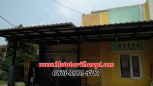 Hasil Pemasangan Kanopi Baja Ringan Atap Alderon Sunapel Super Elegan Plus Cat Hitam di Griya Cilodong Asri Depok
