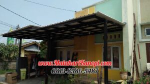 Hasil Pemasangan Kanopi Baja Ringan Atap Alderon Sunapel Super Elegan Plus Cat Hitam di Griya Cilodong Asri Depok