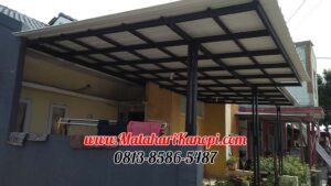 Hasil Pemasangan Kanopi Baja Ringan Atap Alderon Sunapel Super Elegan Plus Cat Hitam di Griya Cilodong Asri Depok