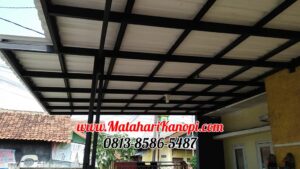 Hasil Pemasangan Kanopi Baja Ringan Atap Alderon Sunapel Super Elegan Plus Cat Hitam di Griya Cilodong Asri Depok
