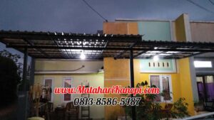 Hasil Pemasangan Kanopi Baja Ringan Atap Alderon Sunapel Super Elegan Plus Cat Hitam di Griya Cilodong Asri Depok