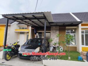 Hasil Pemasangan Kanopi Baja Ringan Atap Alderon Sunpanel Super Elegan Plus Cat Hitam di Cimanggu City Bogor