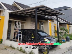 Hasil Pemasangan Kanopi Baja Ringan Atap Alderon Sunpanel Super Elegan Plus Cat Hitam di Cimanggu City Bogor