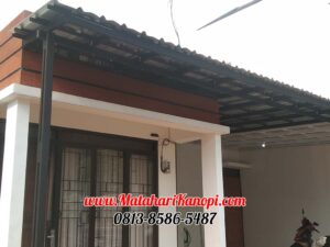 Hasil Pemasangan Kanopi Baja Ringan Atap Spandek Elegan Plus Cat Hitam di Griya Thavisa Cilodong Blok C3 Depok