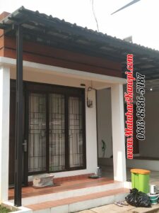 Hasil Pemasangan Kanopi Baja Ringan Atap Spandek Elegan Plus Cat Hitam di Griya Thavisa Cilodong Blok C3 Depok