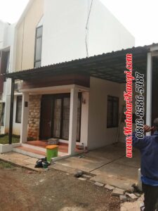 Hasil Pemasangan Kanopi Baja Ringan Atap Spandek Elegan Plus Cat Hitam di Griya Thavisa Cilodong Blok C3 Depok