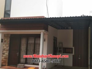 Hasil Pemasangan Kanopi Baja Ringan Atap Spandek Elegan Plus Cat Hitam di Griya Thavisa Cilodong Blok C3 Depok