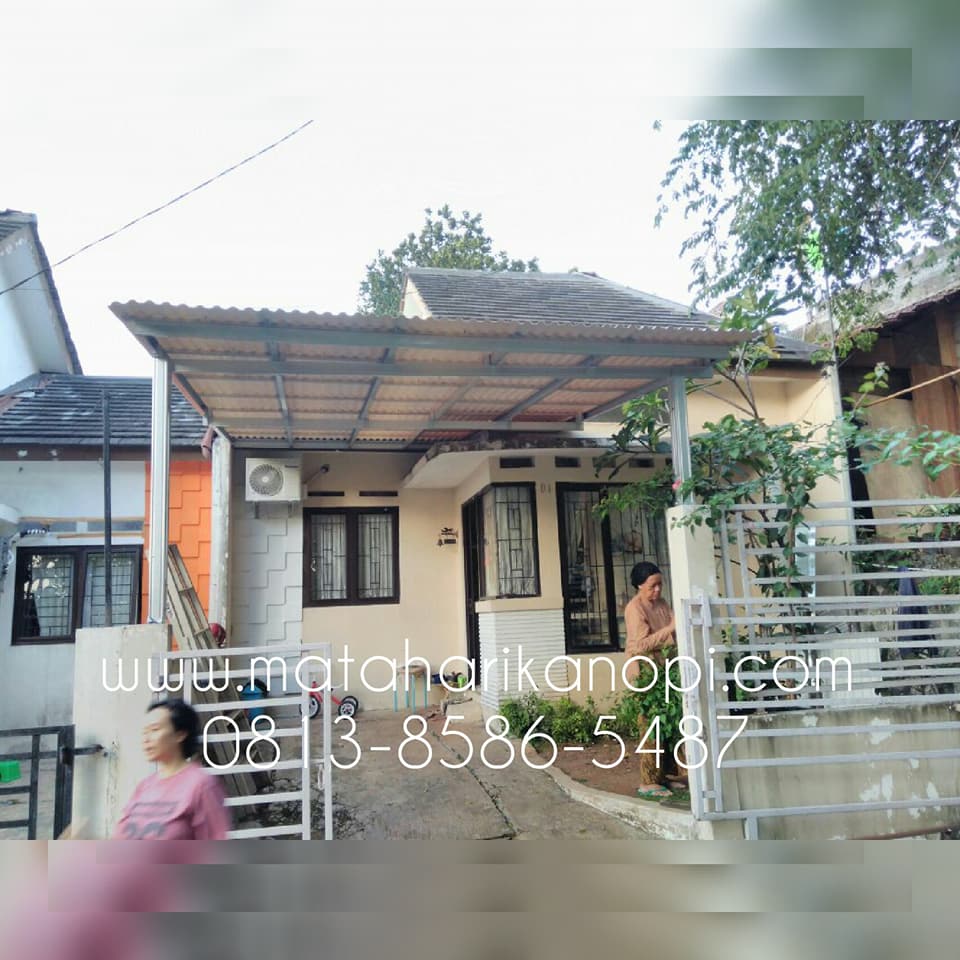 Hasil Pemasangan Kanopi Baja Ringan Murah Atap Alderon RS Standar di Kelapa Dua Depok
