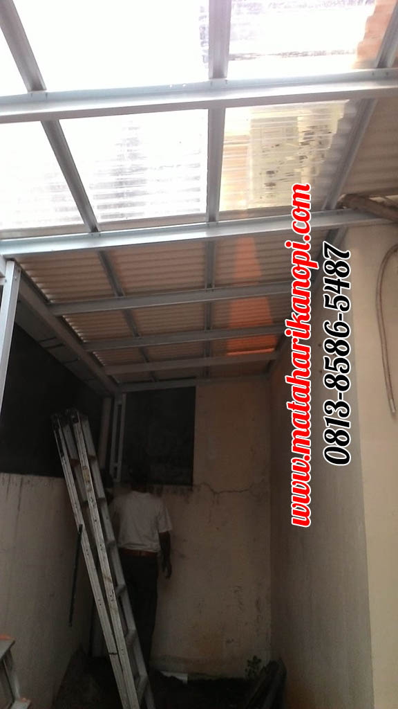 Hasil Pemasangan Kanopi Baja Ringan Atap Solartuff mix Alderon RS Standar di Perum Bukit Golf Blok EE9 NO.5 Cibubur Jakarta Timur