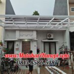 Hasil Pemasangan Kanopi Baja Ringan Atap Alderon Sunpanel Plus Cat Putih di Sawangan Residence Ideal Depok