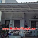 Hasil Pemasangan Kanopi Baja Ringan Atap Alderon Sunpanel Plus Cat Putih di Sawangan Residence Ideal Depok