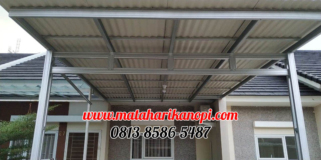 Hasil Pemasangan Kanopi Baja Ringan Murah Atap Evo Gold Type Ekonomis di Komplek Grand Pesona Depok Blok E7 Sukmajaya Depok