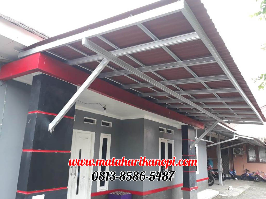 Hasil Pemasangan Kanopi Baja Ringan Atap Go Green Merah Paket Standar di Pabuaran Cibinong