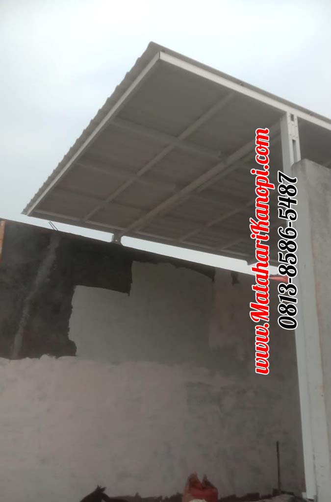 Hasil Pemasangan Kanopi Baja Ringan Atap Alderon Sunpanel Super Elegan Plus Cat Putih di Cluster New Anggrek 2 Grand Depok City