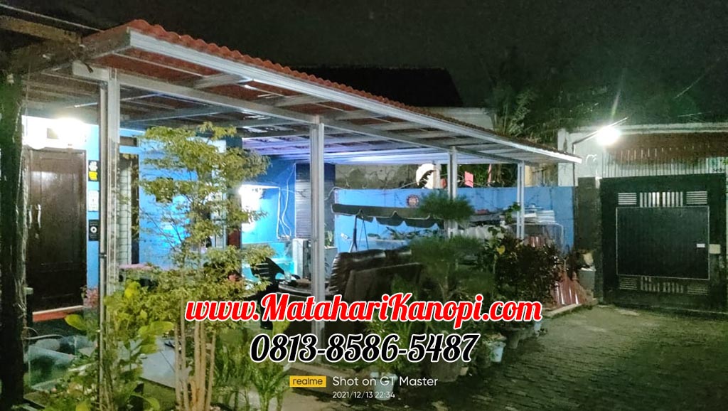 Hasil Pemasangan Kanopi Baja Ringan Atap Go Green Merah Paket Ekonomis di Cagar Alam Depok