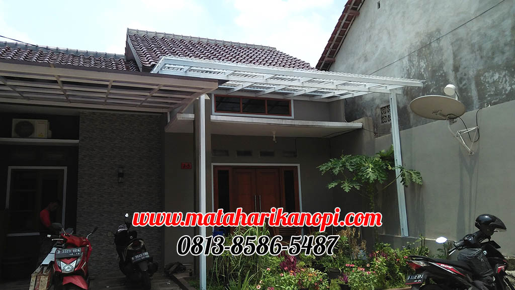 Hasil Pemasangan Kanopi Baja Ringan Atap Solartuff (Serenity) Clear Super Elegan Plus Cat Putih di Puri Hasanah 5 Mampang Depok