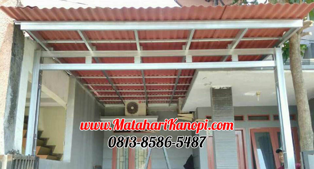 Hasil Pemasangan Kanopi Baja Ringan Atap Go Green Merah Paket Standar di Kebagusan Jakarta Selatan