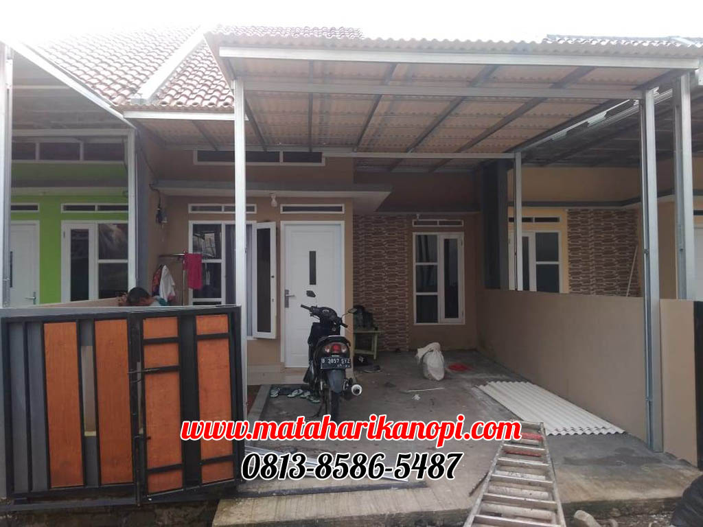 Hasil Pemasangan Kanopi Baja Ringan Atap Alderon RS (Single Layer) Paket Ekonomis di Pasir Putih Sawangan Depok