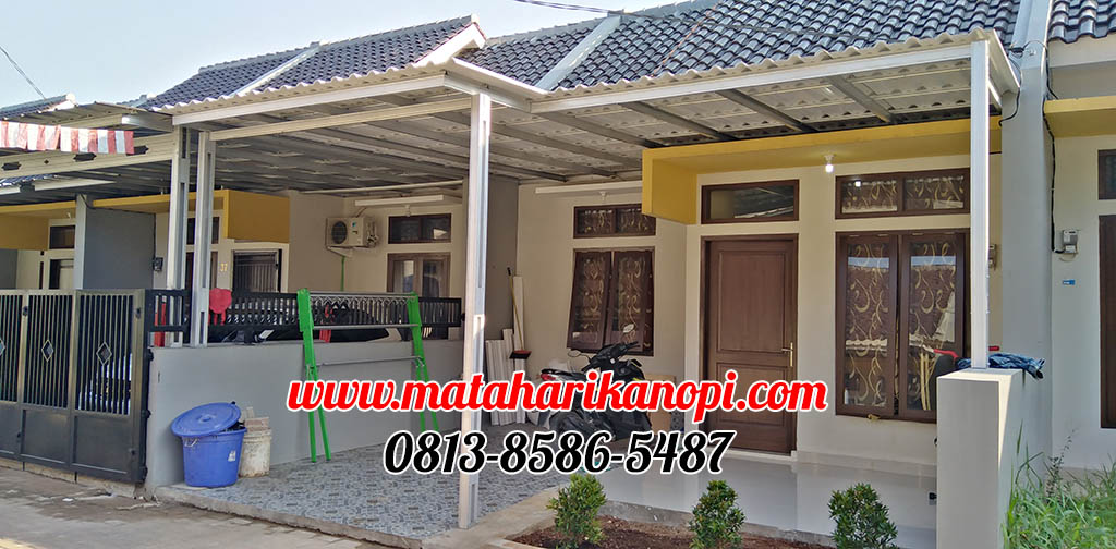 Hasil Pemasangan Kanopi Baja Ringan Atap Alderon Sunpanel Putih Paket Standar di Perum Mutiara Cagar Alam 3 No. 36 Depok