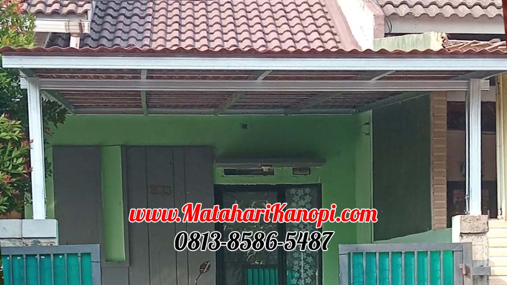 Hasil Pemasangan Kanopi Baja Ringan Atap Go Green Merah Paket Ekonomis di Taman Anyelir 3 Kalimulya Depok