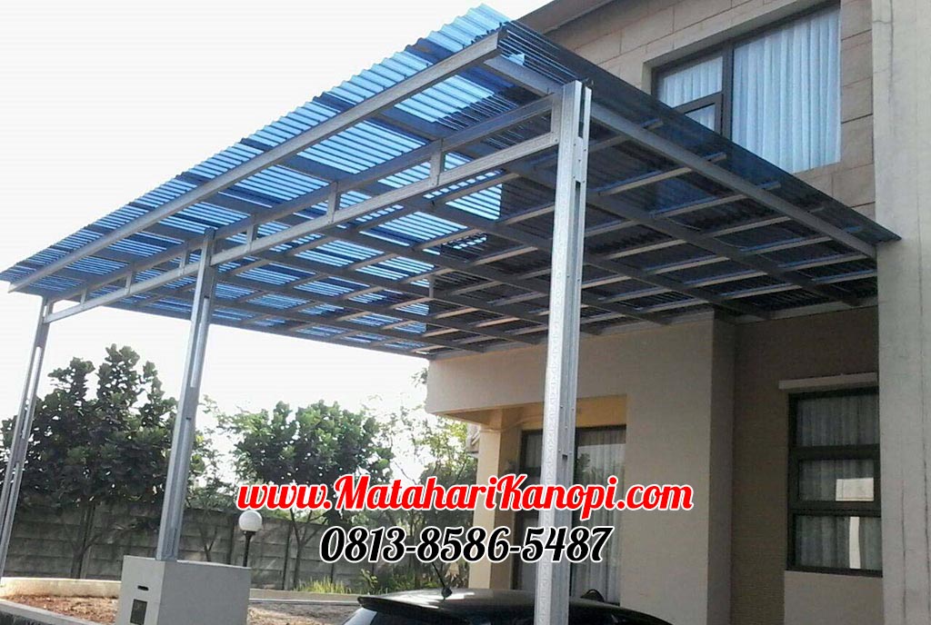 Hasil Pemasangan Kanopi Baja Ringan Atap Solartuff Serenity Blue Super Elegan di Cibubur Jakarta Timur