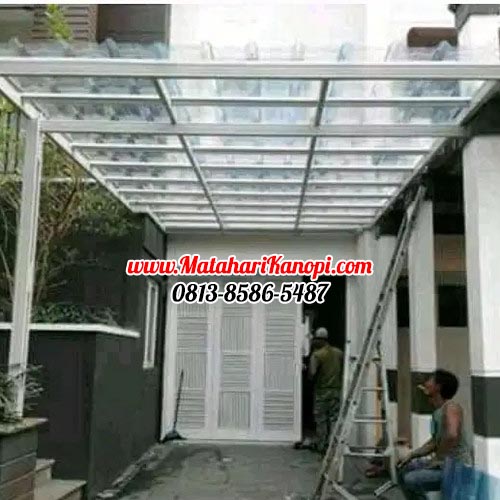 Hasil Pemasangan Kanopi Baja Ringan Atap Solartuff Serenity Gelombang Spandek di Sawangan Depok