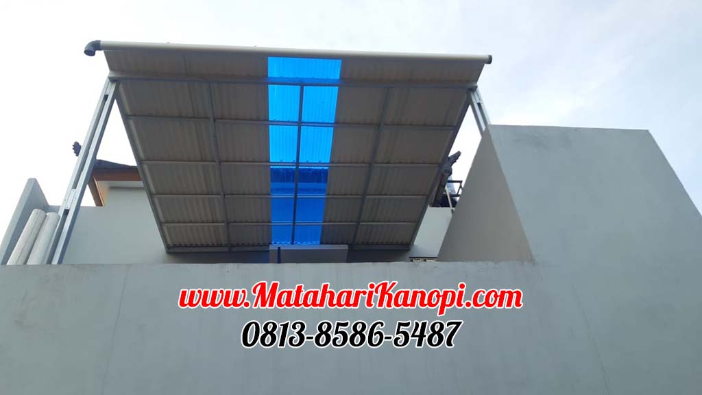 Hasil Pemasangan Kanopi Baja Ringan Atap Solartuff Mix Alderon RS di Perum Kembar Village 4 Banjaran Pucung Tapos Depok