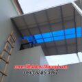 Hasil Pemasangan Kanopi Baja Ringan Atap Alderon RS Mix Solartuff Biru di Perum Kembar Village 4 Banjaran Pucung Tapos Depok