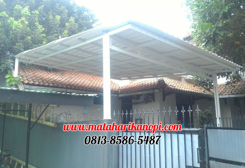 Hasil Pemasangan Kanopi Baja Ringan Atap Alderon Sunpanel di Cinere Depok