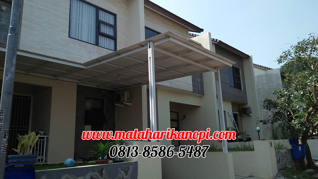 Hasil Pemasangan Kanopi Baja Ringan Murah Atap Alderon RS Super Elegan Plus Cat Putih di Cibubur Jakarta Timur