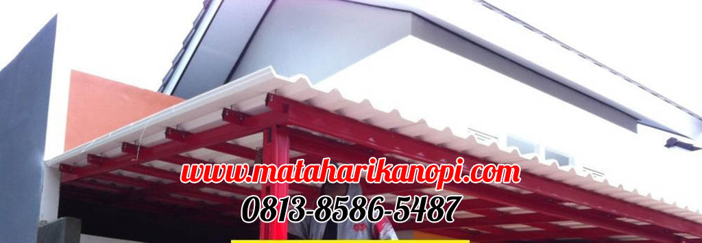 Hasil Pemasangan Kanopi Baja Ringan Atap UPVc Alderon Sunpanel Putih Super Elegan Plus Cat Rangka Merah