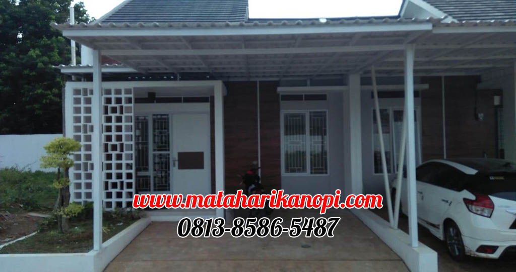 Hasil Pemasangan Kanopi Baja Ringan Atap UPVc Alderon Sunpanel Super Elegan Plus Cat Putih di Green Cempaka Cibubur Jakarta Timur