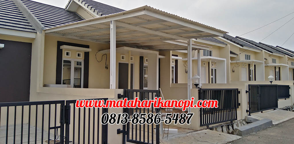 Hasil Pemasangan Kanopi Baja Ringan Atap Alderon RS Super Elegan Plus Cat Putih di Pondok Rajeg Residence