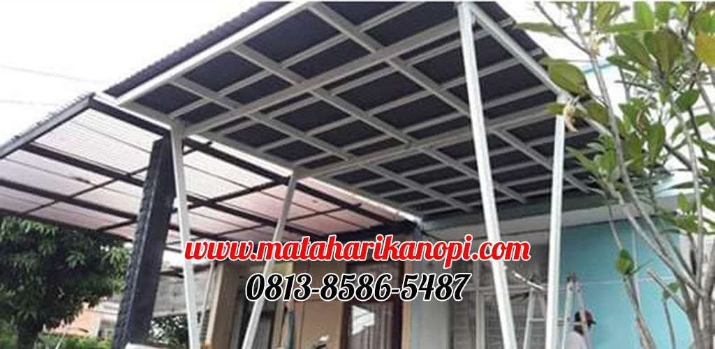 Hasil Pemasangan Kanopi Baja Ringan Atap Go Green Abu-abu Super Elegan V Plus Cat Putih di Cluster Chrysant Grand Depok City
