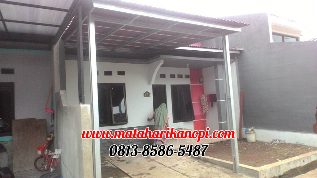 Hasil Pemasangan Kanopi Baja Ringan Atap Go Green Paket Ekonomis di Perum Ferari Residence Indah Kalimulya Depok