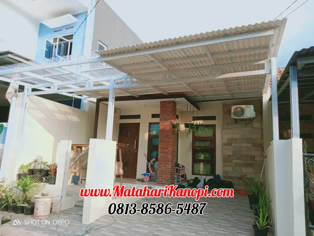 Hasil Pemasangan Kanopi Baja Ringan Atap Alderon RS Mix Solartuff Paket Super Elegan di Jakarta Selatan