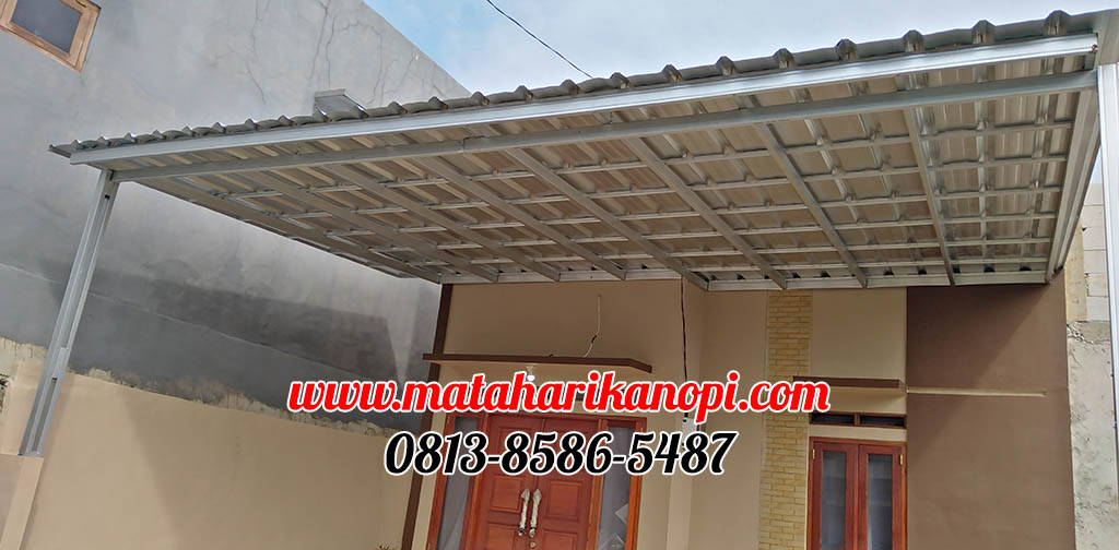 Hasil Pemasangan Kanopi Baja Ringan Atap Spandek Elegan di Pondok Sehati Jl. Cepit Pabuaran Cibinong Bogor