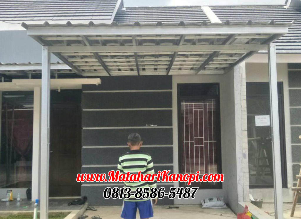 Hasil Pemasangan Kanopi Baja Ringan Atap Spandek Standar di Perum Crystal Residence Blok E9 Bojong Gede Bogor