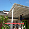 Hasil Pemasangan Kanopi Baja Ringan Atap Alderon Sunpanel Super Elegan Plus Cat Putih di Sumber Jaya Residence Tambun Bekasi
