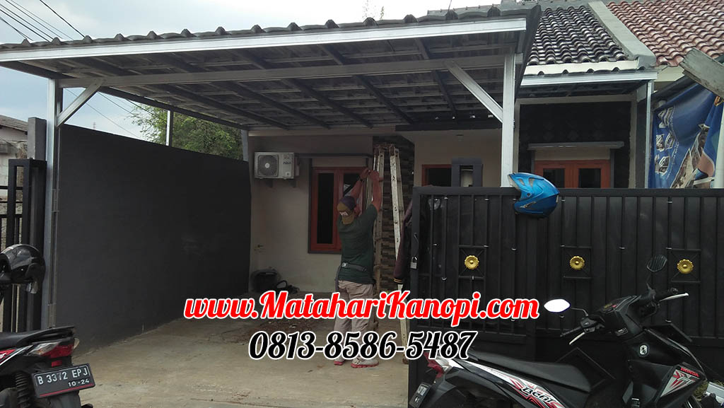 Hasil Pemasangan Kanopi Baja Ringan Atap Spandek Standar di Rawageni Depok