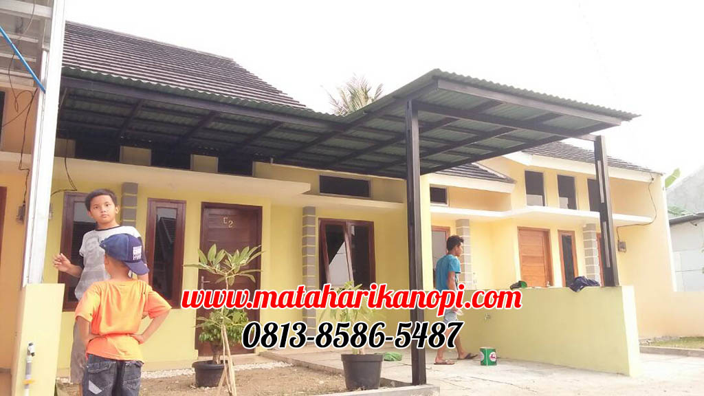 Hasil Pemasangan Kanopi Baja Ringan Atap Go Green Super Elegan Plus Cat Hitam di Cimanggis Depok