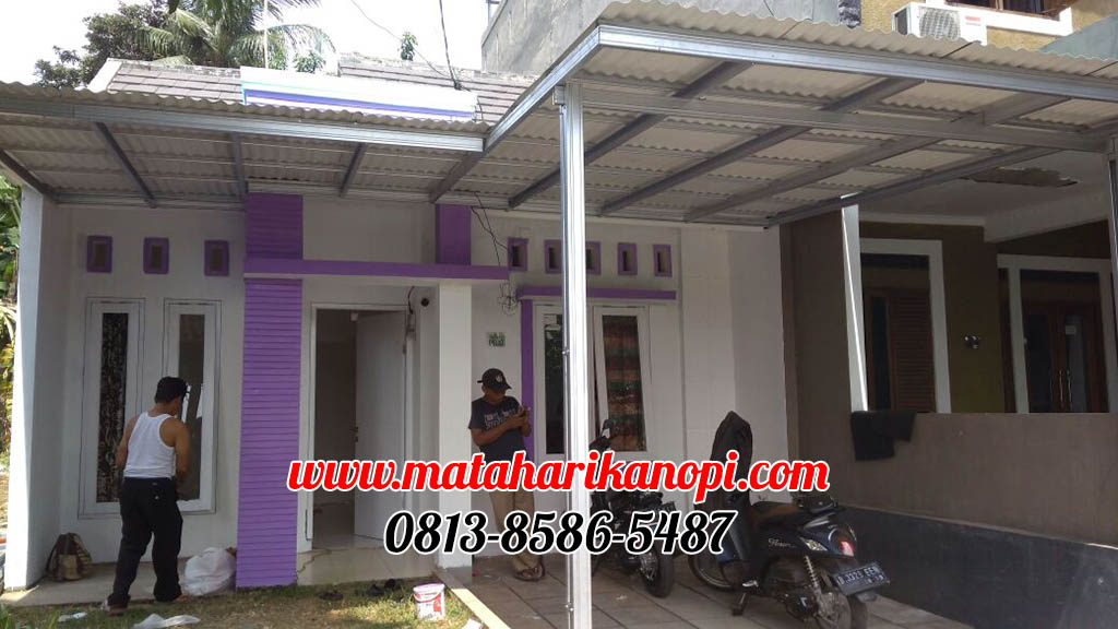 Hasil Pemasangan Kanopi Baja Ringan Atap Evo Gold Ekonomis di Perum Permata Cimanggis Cilangkap Depok