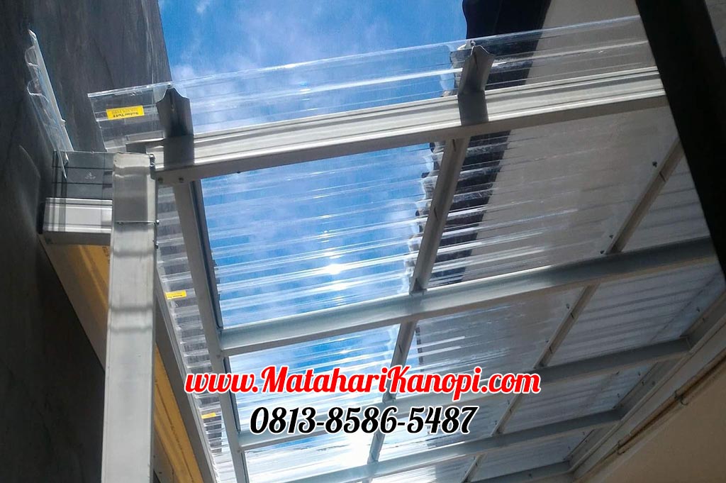 Hasil Pemasangan Kanopi Baja Ringan Atap Solartuff Serenity Clear Paket Ekonomis di Grand Depok City