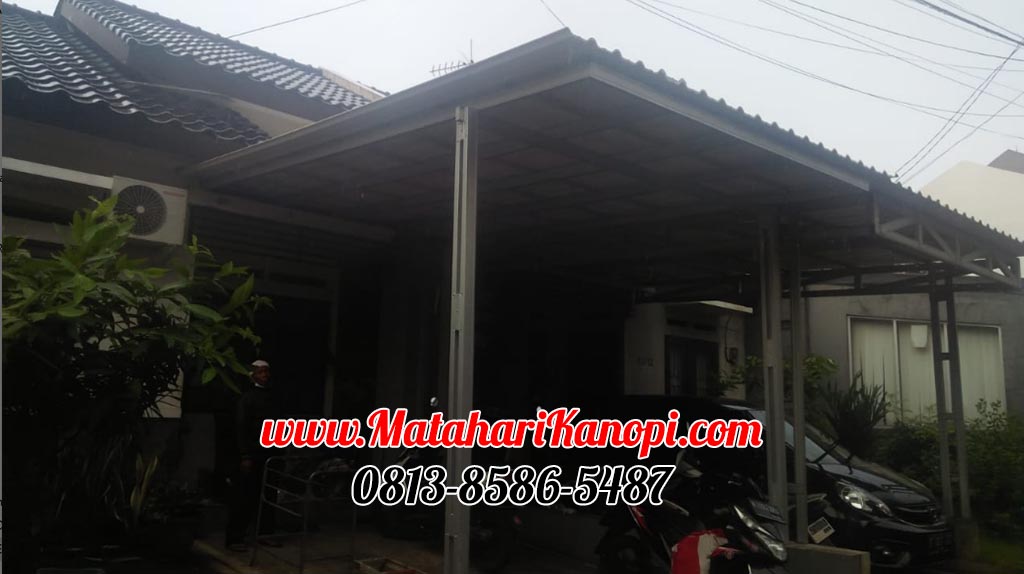Hasil Pemasangan Kanopi Baja Ringan Atap Alderon Sunpanel Standar di Mutiara Darussalam Pitara Cagar Alam Depok