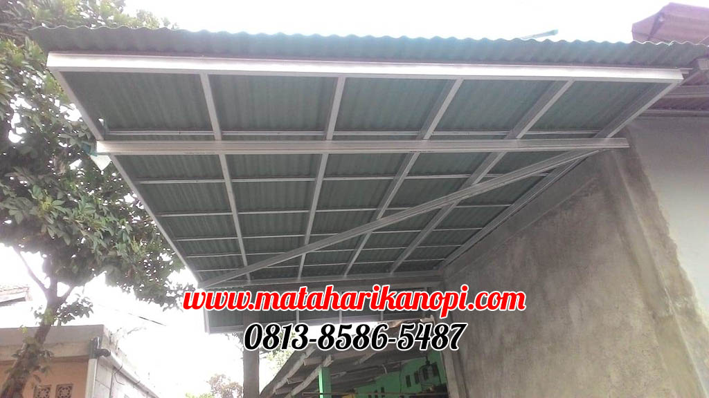 Hasil Pemasangan Kanopi Baja Ringan Atap Go Green Elegan di Jalan Kemang 3 Pekapuran Sukatani Depok