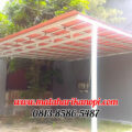 Hasil Pemasangan Kanopi Baja Ringan Atap Go Green Merah Standar di Taman Belakang Rumah
