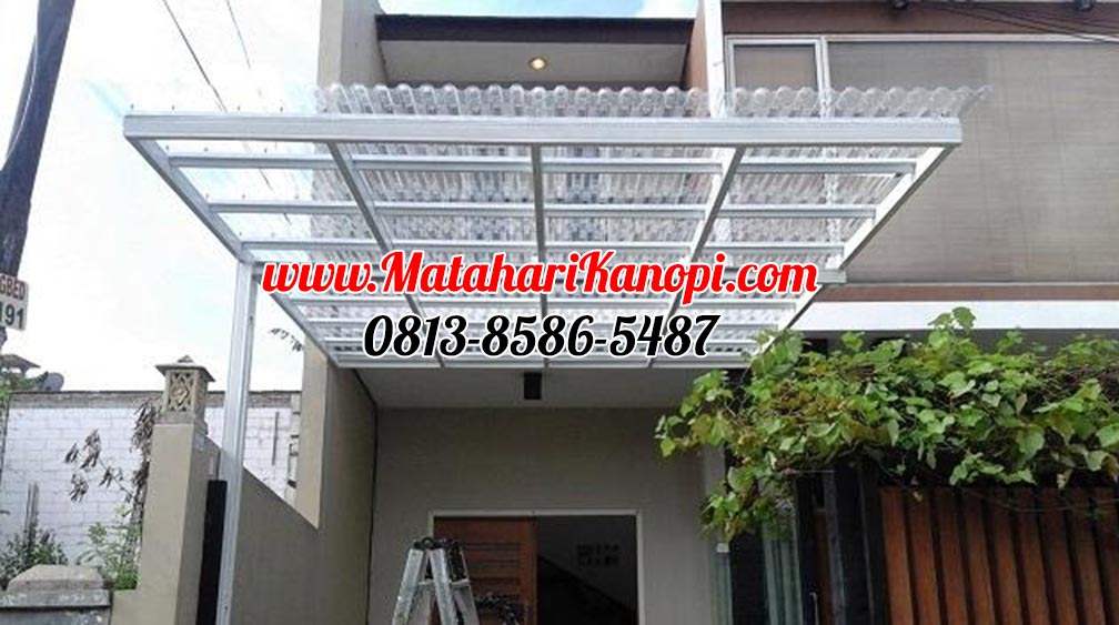 Hasil Pemasangan Kanopi Baja Ringan Atap Solartuff Serenity Clear Paker Super Elegan di Cinere Depok